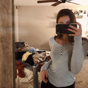 light blue super soft henley